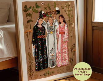 Henna Night - Palestinian Women Art Print | Tatreez Palestine Poster | Arab art