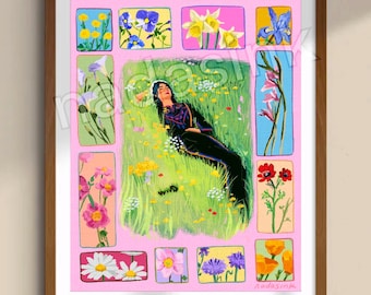 Flowers of Palestine - Art Print  | Palestine Art | Tatreez art