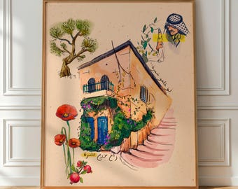 Palestinian Architecture Art Print | Palestine Resilience Art