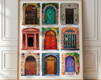 Doors of the Levant - Art Print| Palestine, Lebanon, Syria, Jordan, Middle East Arab Art