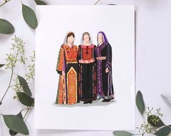 Palestinian Women  I - Art Print | Tatreez |Jerusalem  Art | Arab Palestine Art