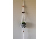 Beaded Macrame Plant Hanger - White