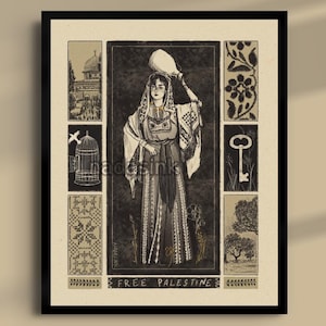 Free Palestine | Art Print | Palestinian Tatreez Art