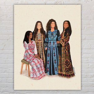 Palestinian Women II - Art Print | Thobe Tatreez Embroidery | Jerusalem Art | Palestine Art | Arab Art