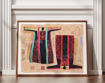 Gaza Tatreez Dresses Art Print – Palestinian Embroidery, Palestine poster