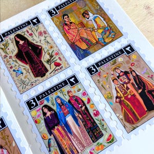 Palestine Stamp Stickers - Palestine Art | Tatreez stickers