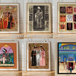 Palestinian Headdresses Art Print – Tatreez Cultural Illustration image 4