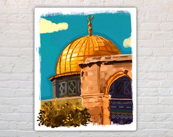 Dome of the Rock Sticker - (3" high) - Vinyl & Waterproof | Jerusalem Palestine Sticker | Al Aqsa sticker