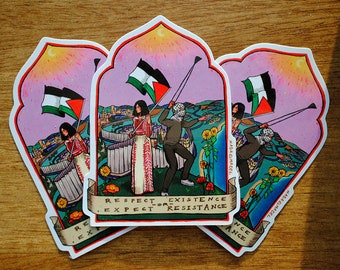 Respect Existence Sticker | Palestine Sticker | Vinyl, glossy, waterproof, 3 inches |