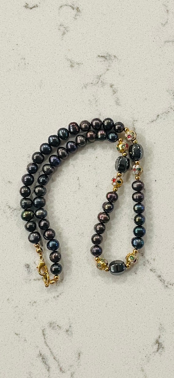 Cultured Freshwater Peacock Black Pearls and Cloi… - image 5