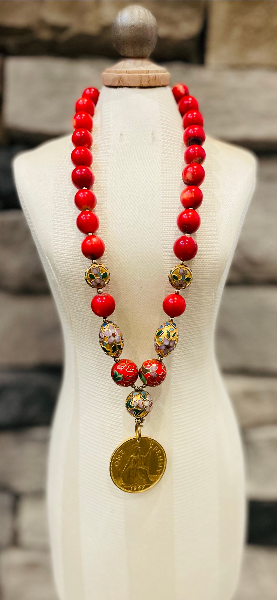 Apple Coral Necklace | Etsy