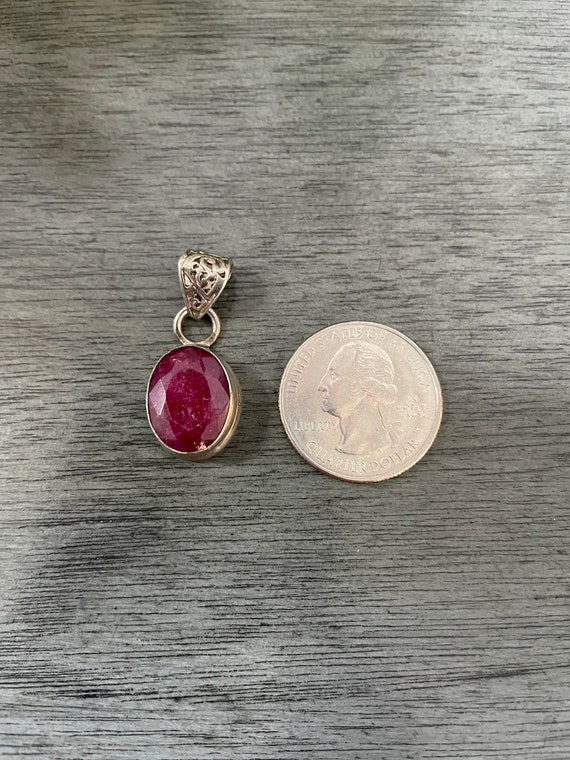 Genuine Faceted Ruby Pendant, Vintage Jewelry, St… - image 3