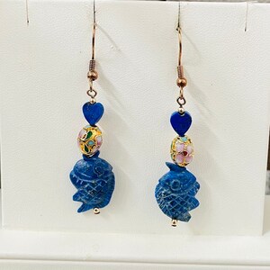 Lapis Lazuli Fish Earrings
