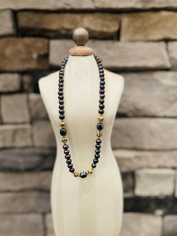 Cultured Freshwater Peacock Black Pearls and Cloi… - image 3