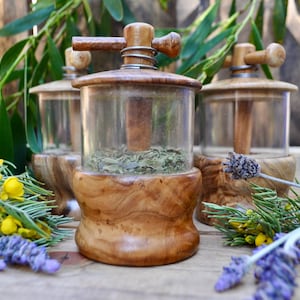 French olive wood herb mill grinder (NOT for Salt/ pepper)