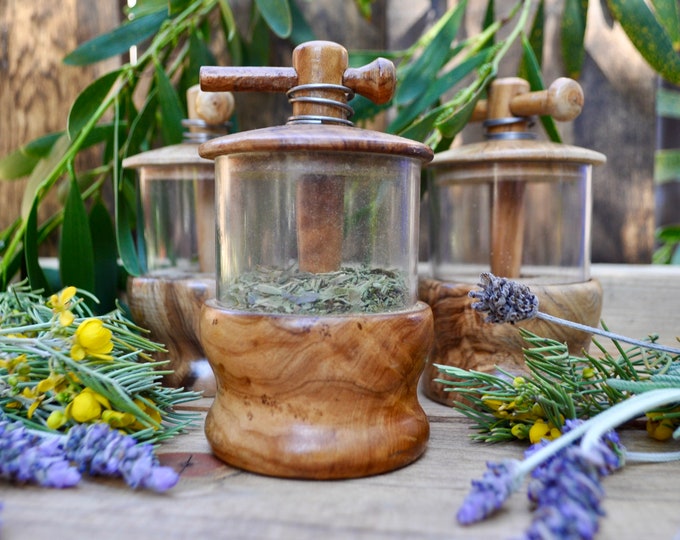 French olive wood herb mill grinder (NOT for Salt/ pepper)
