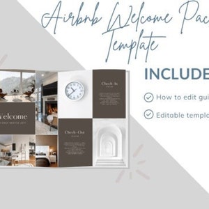 Air BnB Welcome Packet template book checklist transportation list, host information house rules appliance info things to do tours feedback