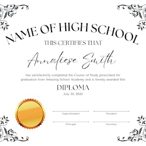Homeschool Diplom Printable High School Vorschule Grundschule High School Mittelschule Diplom Zertifikat