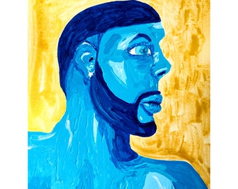 Blue Man Painting Etsy