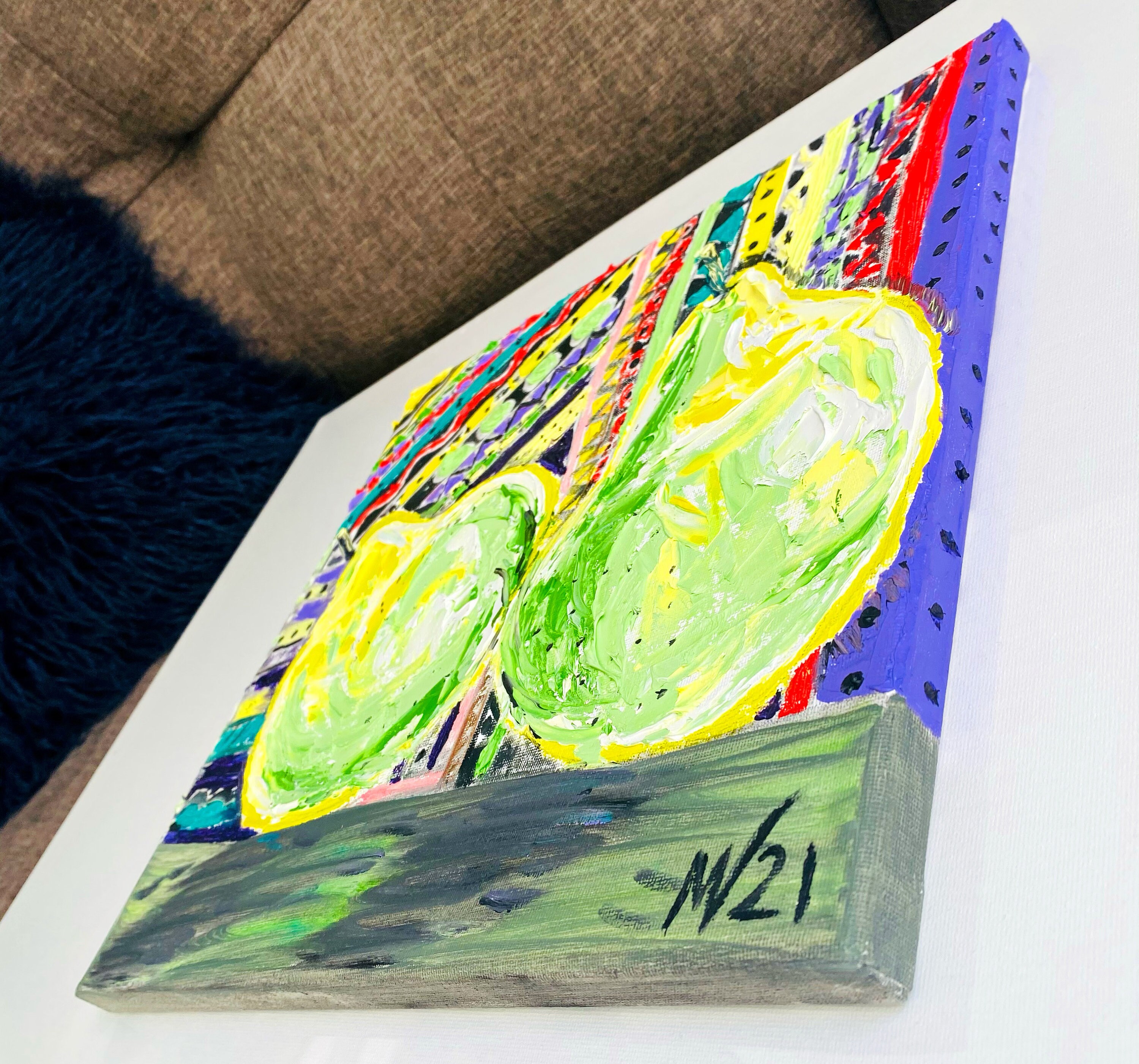 Pears Painting Two Original Art Fruit Arts Pear Wall Art Canvas Impasto