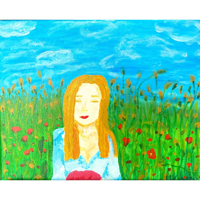 Tuscany Painting Poppy Field Painting ORIGINAL Canvas Artwork Poppies Art Italy Wall Art Landscape Folk Art Whimsical Art Landscape Nature