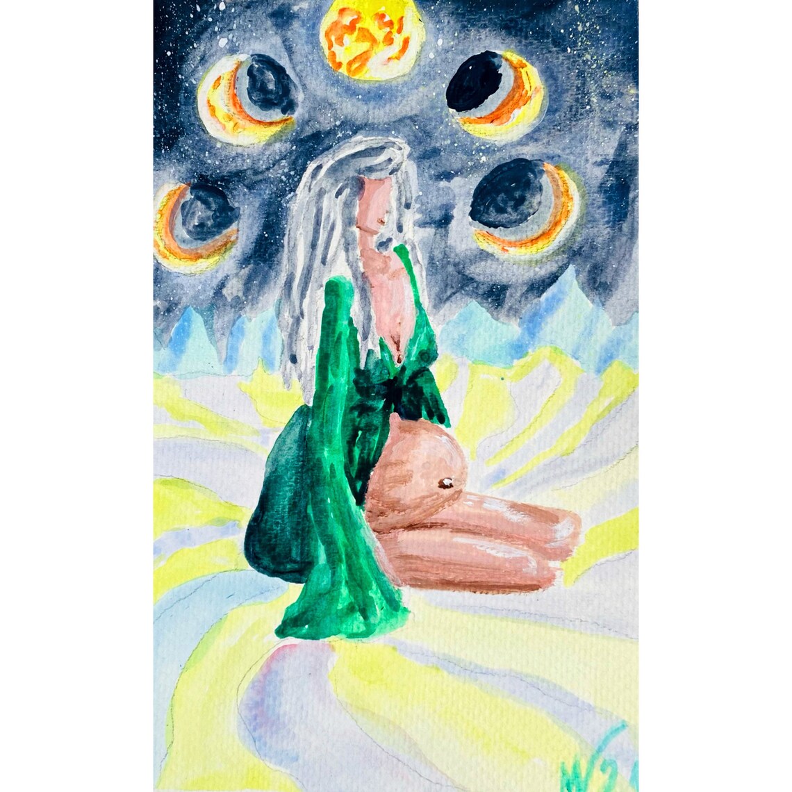 Pregnant Woman Painting Original Watercolor Pregnancy Wall Art Etsy