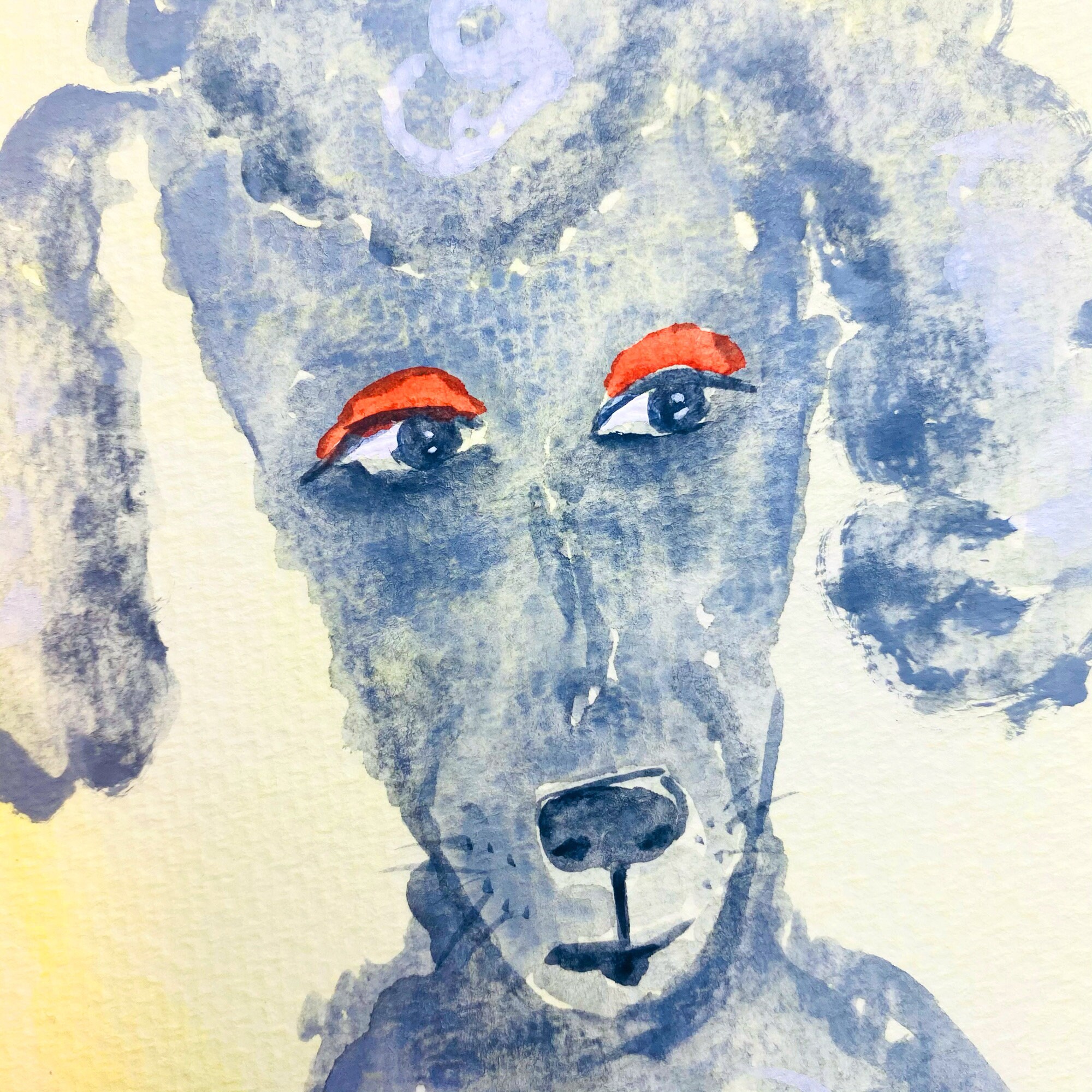 Details about   Original watercolor painting gray poodle art home interior,dog lover best gift 