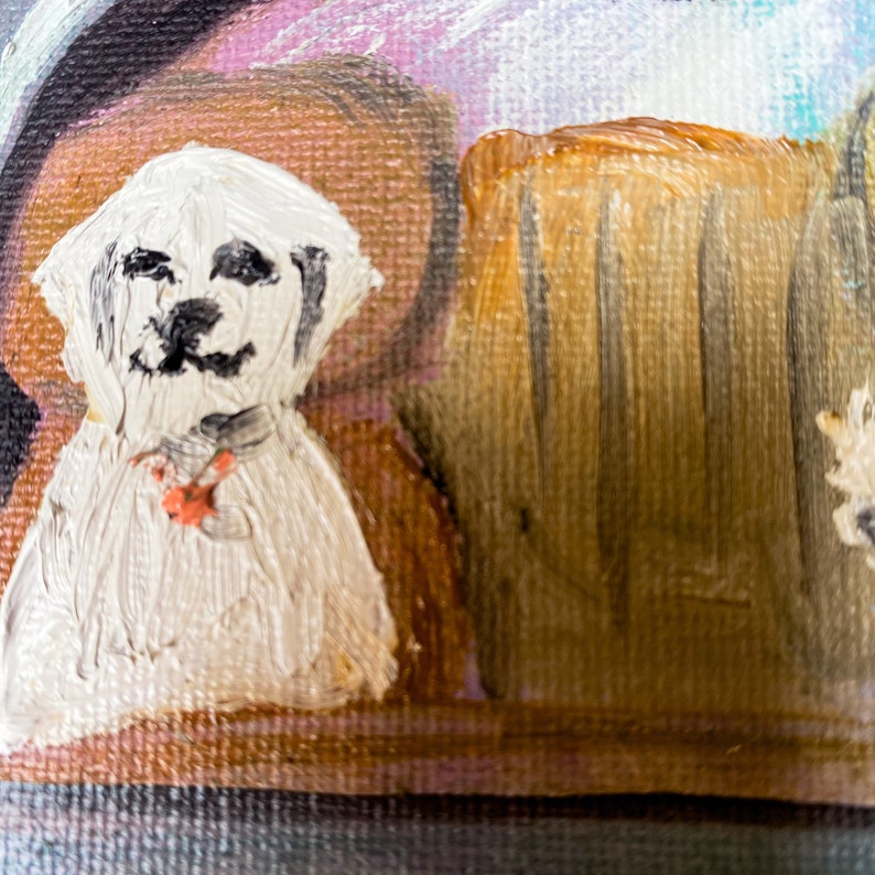 Woman & Dog Painting Car Art Oil ORIGINAL Artwork Canvas Wall Art 12