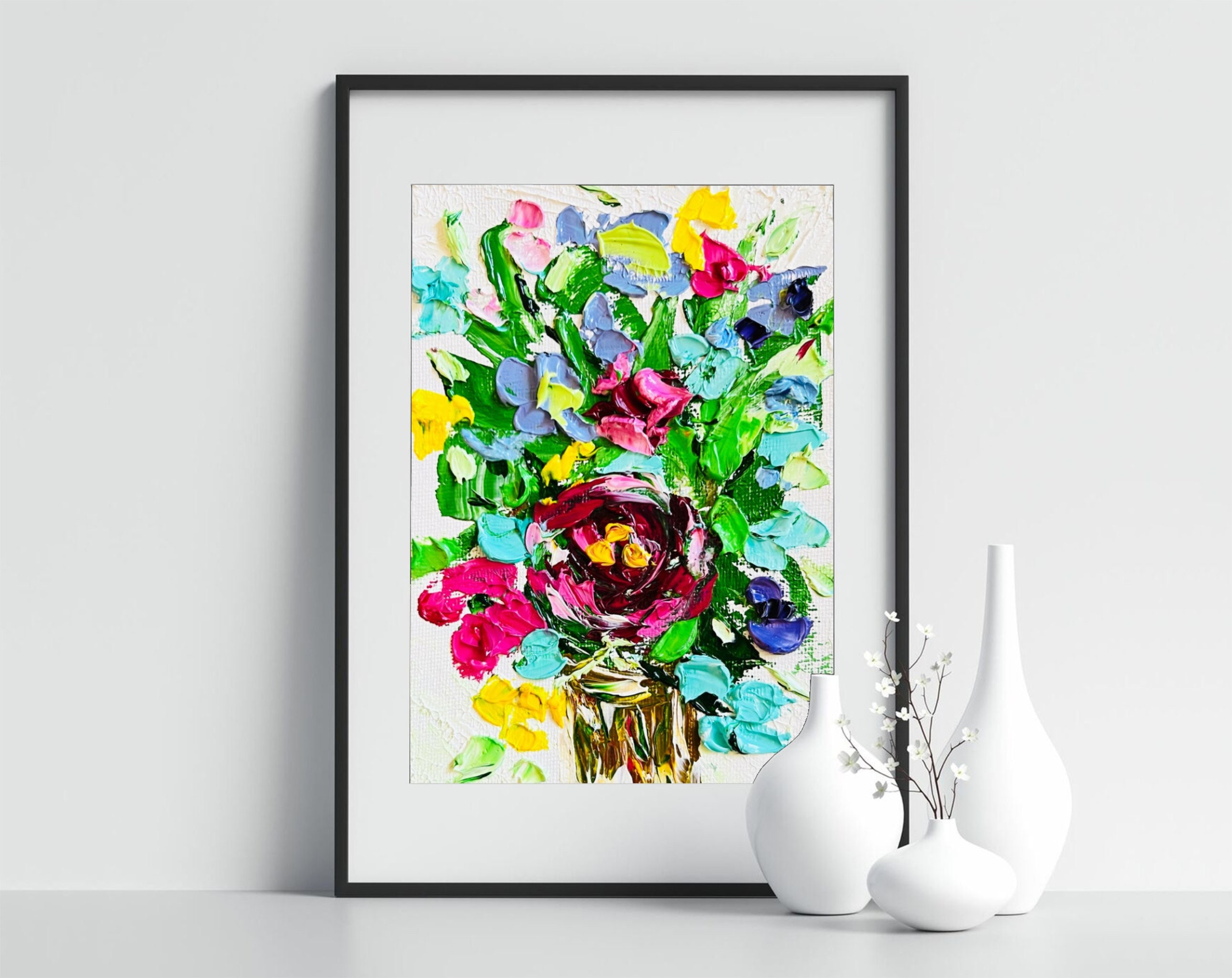 Peony Painting Flower Original Art 3d Pink Peonies Impasto Oil Painting ...