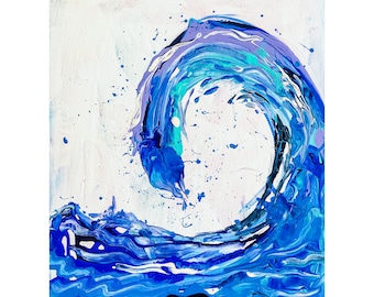 Wave Painting Fluid Original Art Pour Canvas Art Acrylic Wave Wall Art Seascape Painting Surf Art Ocean Wall Art Original by MargaryShopUSA