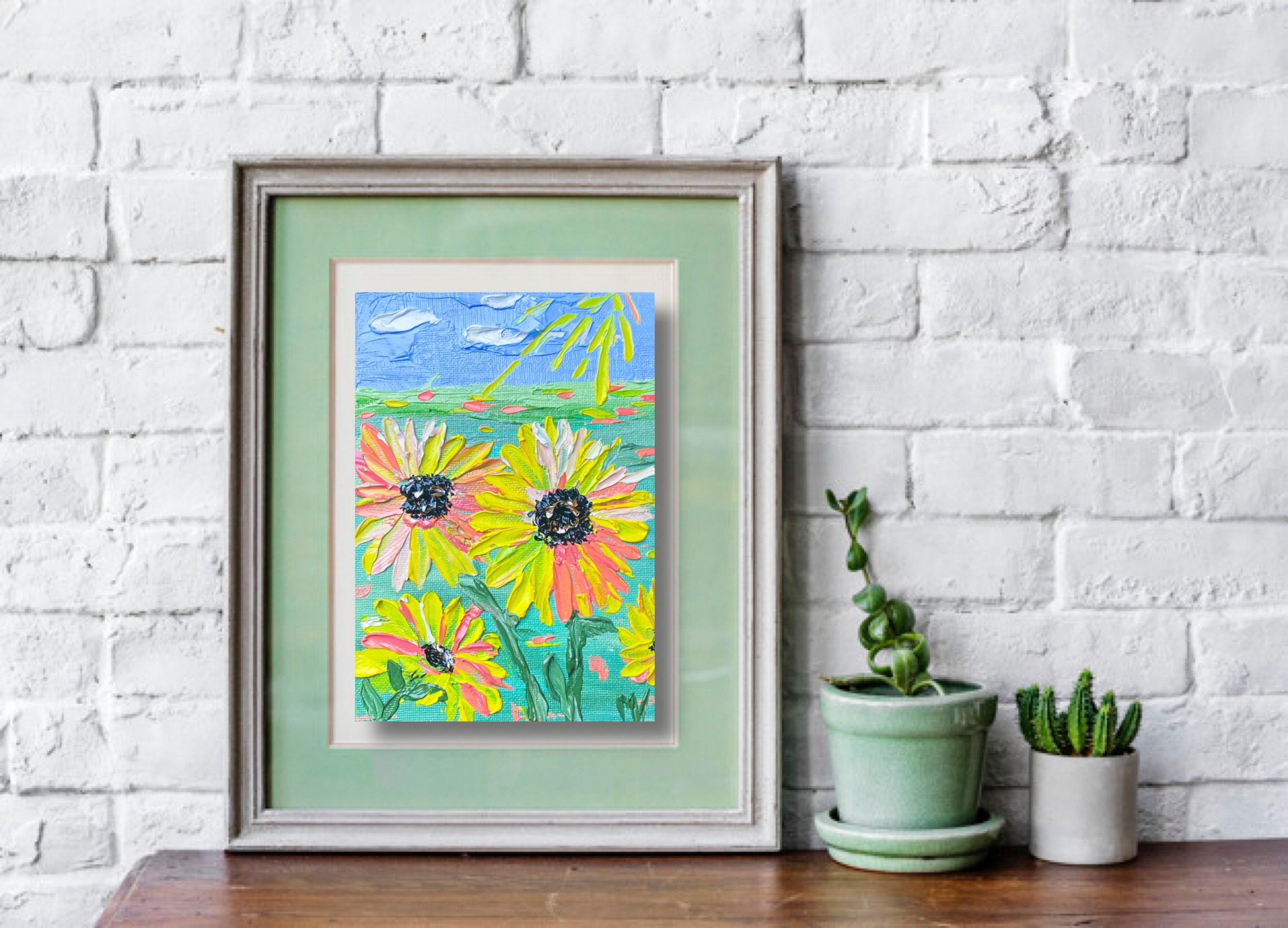 Sunflower Painting ORIGINAL Floral Wall Art on Canvas Art | Etsy