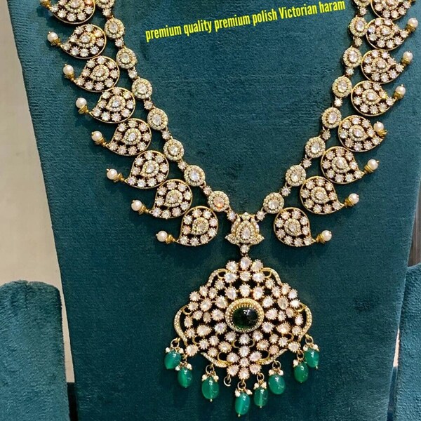 Traditional Victorian polki Paisley set with  broad paisley chain! Jhumkis vintage design.Popular.Combo with choker.Limited beauty. Must buy