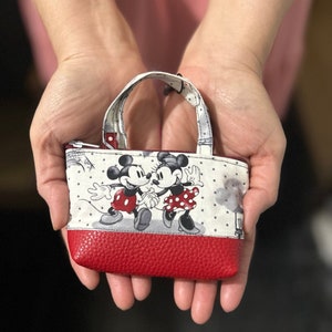 Mickey and Minnie in Paris Tiny Tote / Keychain/ coin purse/ Mouse / Little Purse / cute gift