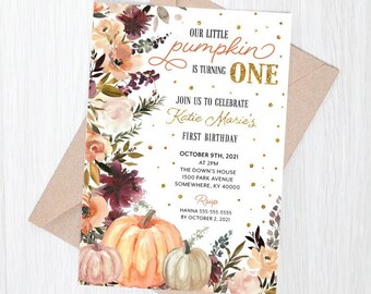 PUMPKIN | First Birthday Invitations | Little Pumpkin