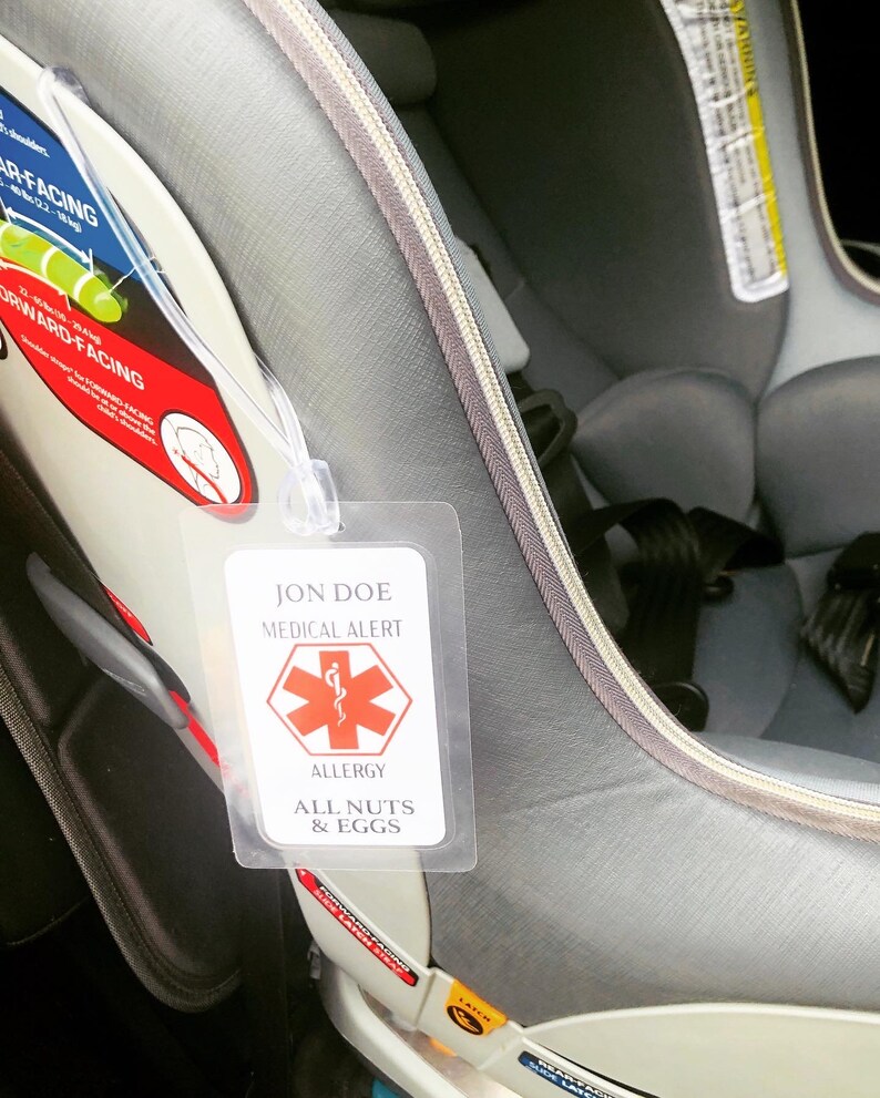 Car Seat Tag Kid's Emergency Information Kid's Etsy