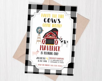 FARM Birthday Invitations | First Birthday | Party til the cows come home