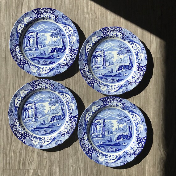 Blue Italian Set of 4 Dinner Plates