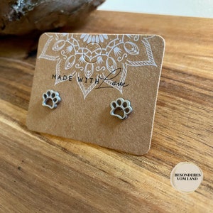 Ohrstecker,Pfote,Silber,Edelstahl,Hund,Unisex,Ohrring rund, Ohrstecker 8mm