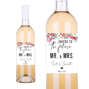 Engagement Gift Party Wine Labels, Custom Wine Bottle  Sticker Tags, Engagement Party Champagne Sticker, Bridal Party Favors, Wedding Labels