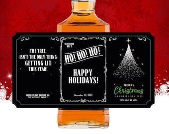 Custom Christmas Whiskey Labels: Holiday Bottle Stickers