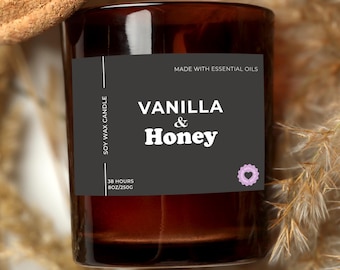 Custom Candle Label Template, Ingredient Stickers, Candle, Body Butter, Oil Dropper, Serum, Candle Product Label Design