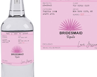 Custom Tequila Labels: Bridesmaid Proposal Gift, Wedding Favors