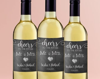 Bachelorette Party Wine Bottle Labels - Set Of 4 Waterproof Engagement Celebration Gift Labels