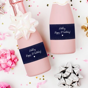 Mini Champagne Labels for Birthday, 18th 20th 21st 30th 40th 50th 60th Birthday Party, Custom Name Birthday Labels