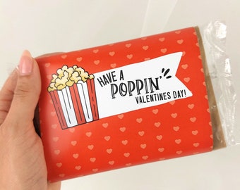 Poppin Valentines Day, Envoltorio para bolsas de palomitas, Tarjetas de intercambio para la escuela, San Valentín para niños, Regalos de intercambio para la escuela y la clase