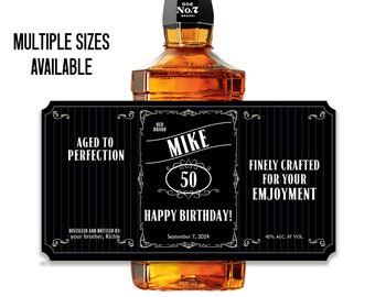 Whiskey Birthday Gift Whiskey Labels, Birthday Bottle Label, Any Age Birthday Party - Happy 18th, 21st, 30th, 40th, 50th, 60th Birthday