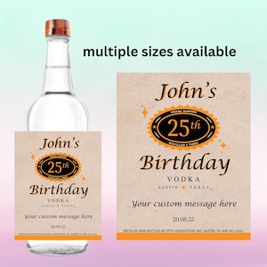 Birthday Vodka Custom Labels - Personalized Tito’s Bottle Gift for 21st, 30th, 40th & 50th Birthdays Celebration