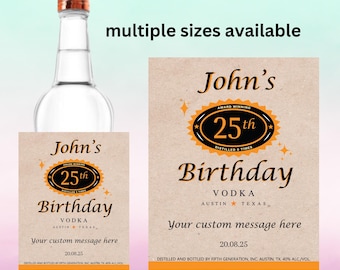 Birthday Vodka Custom Labels - Personalized Tito’s Bottle Gift for 21st, 30th, 40th & 50th Birthdays Celebration
