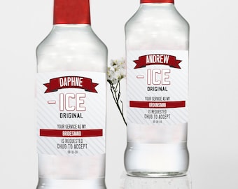 Custom ICED Groomsmen Labels - Vodka Ice Proposal Stickers, Wedding Proposal ICED labels for Best Man, Officiant, Usher, Mc, Groomsmen