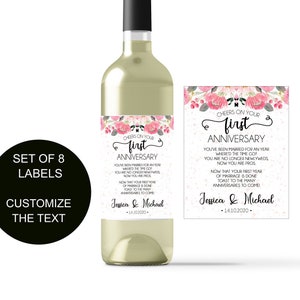 Marriage Milestones, Set of 8, Waterproof Greenery Wine Bottle Labels, Wedding Gift, Ideas, Favors, Social Distancing Wedding Wine Gift